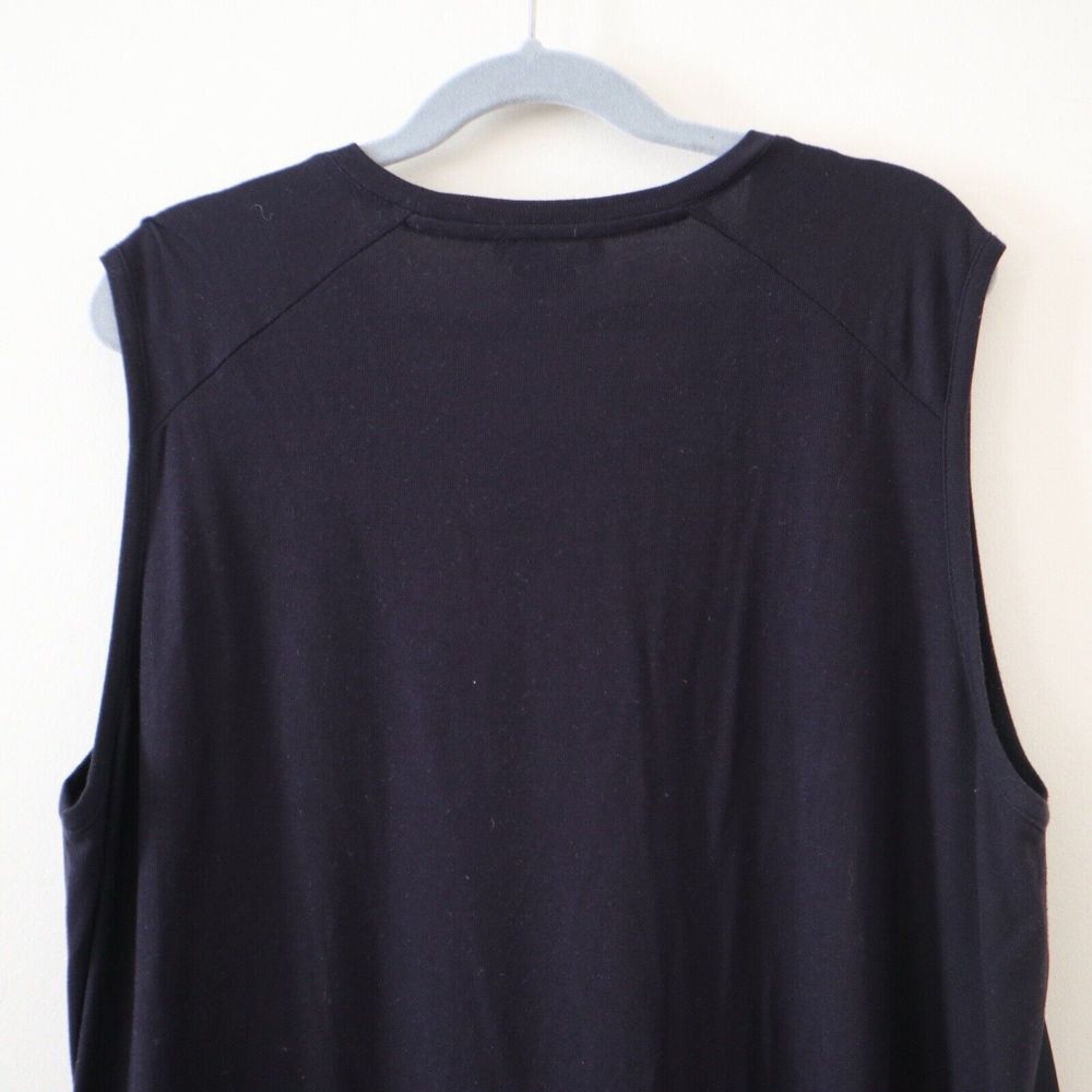 Theory Size S Roliet Modern Silk Satin & Jersey Mixed Tank Top Navy Blue Black - Picture 11 of 12